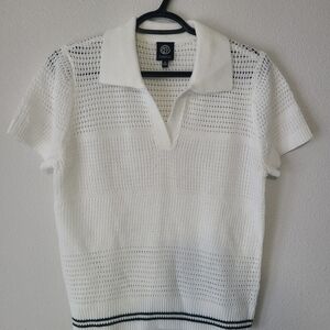 Bobeau White Short Sleeve Knit Top